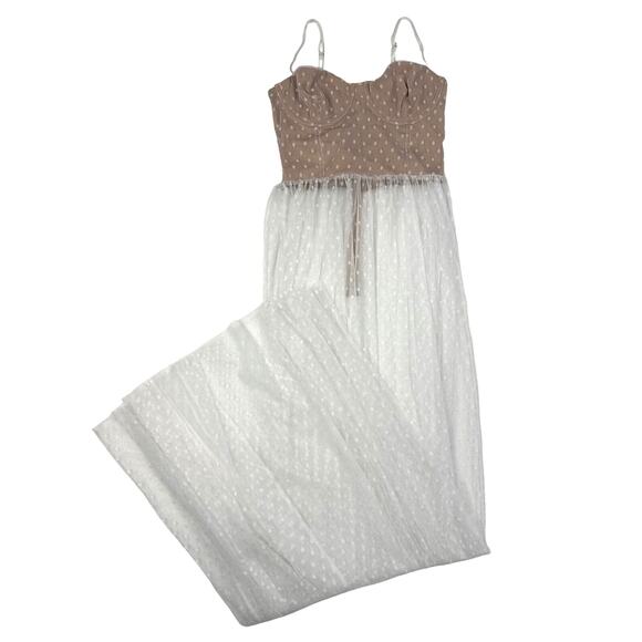 White Fox Boutique - Totally Bangin' Sheer Skirt Maxi Dress in Nude & White - Picture 1 of 4